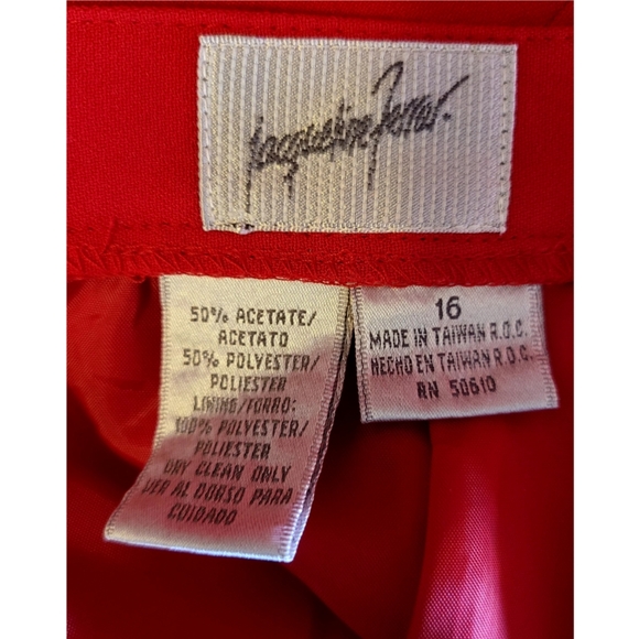 Jacqueline Ferrar Womens Red Blazer Skirt Suit Size 16 Gold Buttons Grandmacore - Picture 15 of 16